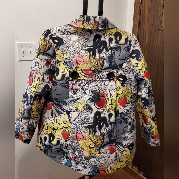 3 Sisters Vintage Multicolor Graphic Art Women's Blazer Large Buttons Sz M - Picture 8 of 13